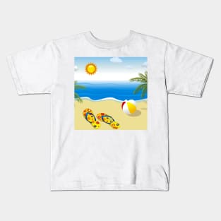 Cheerful Summer Day At The Beach Kids T-Shirt